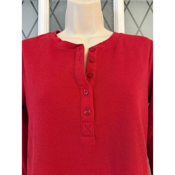 Gap henley top Red size Small waffle knit Long Sleeve Classic - Picture 4 of 9